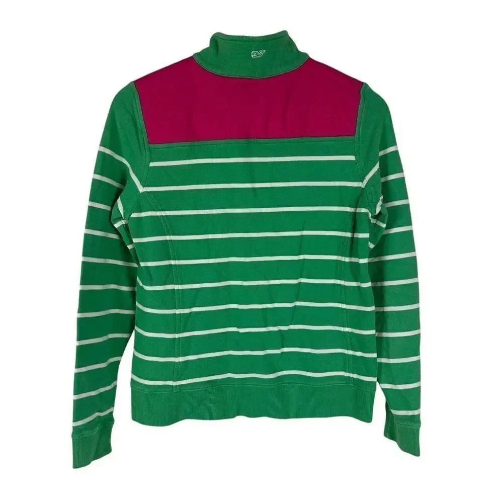 Vineyard Vines Women's Green & White Stripes with Pink Shoulders size XS